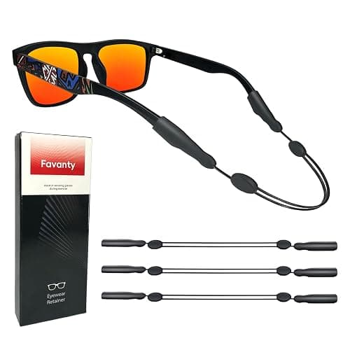 Favanty Glasses Strap Sports, Adjustable Sunglass Strap 3PCS Black | Steel wire cord, No Tail short design, secure glasses during exercise, adjustable fit for sports & daily wear, unisex - Image 1