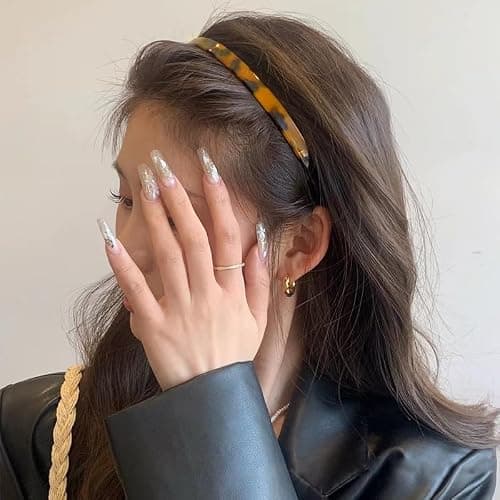 Kefley Tortoise Shell Acetate Headband for Women with Teeth Leopard Print Resin Thin Headbands - Vintage Hairband Headpiece thumbnail 4