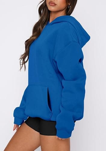 onlypuff Women Hoodies Casual Pullover Long Sleeve Sweatshirt Kangaroo Pocket Drop Shoulder Sweater thumbnail 4