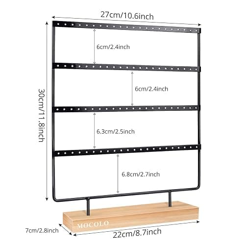 Mocolo Earring Holder Stand, Earring Organizer Display Holder Stand for Hanging Earrings(88 Holes & 4 Layers) thumbnail 3