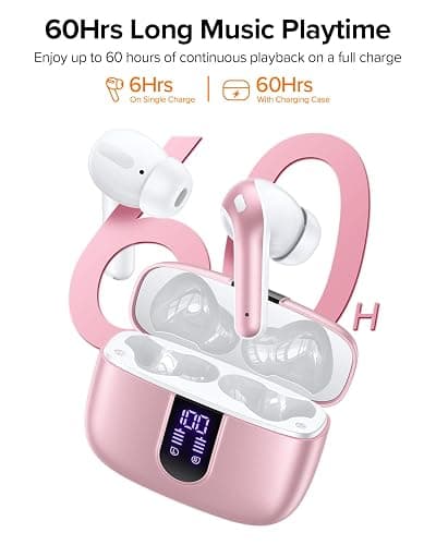 TAGRY Bluetooth Headphones True Wireless Earbuds 60H Playback LED Power Display Earphones with Wireless Charging Case IPX5 Waterproof in-Ear Ear buds with Mic for TV Smart Phone Laptop Computer Sports thumbnail 3