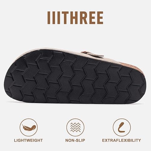 IIITHREE Women's Suede Clogs Cork Footbed Clogs for Women Soft Leather Adjustable Buckle Slip-on Potato Shoes Sandals thumbnail 5