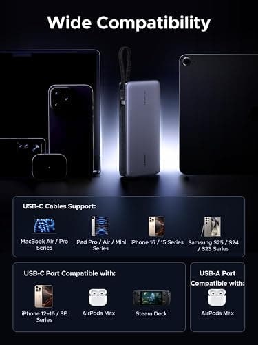 UGREEN Nexode Power Bank, 25,000mAh 165W Laptop Portable Charger with 2 Built-in USB-C Cables, 90Wh Fast Charging Business Travel Battery Pack for MacBook Pro/Air/ipad/iPhone 17/Samsung/Dell/HP/Lenovo thumbnail 9