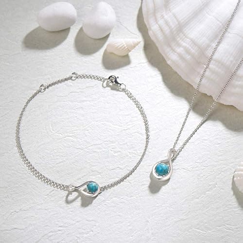 FANCIME Love Bracelet 925 Sterling Silver Infinity Birthstone Bracelets for Women Fine Jewelry Birthday Christmas Gifts for Her Mom Wife, Chain Length 6.7"+1.2" Extend thumbnail 3