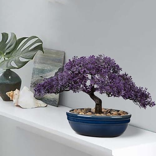 Artificial Bonsai Tree Juniper Faux Plants Indoor Fake Plants Decor with Blue Ceramic Pots for Home Table Office Desk Bathroom Shelf Bedroom Living Room Farmhouse Decorations thumbnail 2