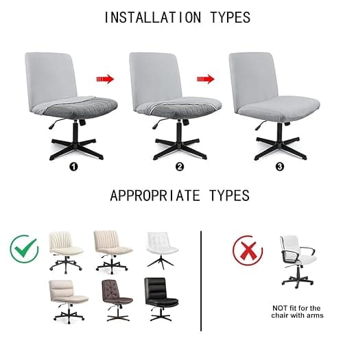 WYLEBER Stretch Armless Chair Covers,Swivel Criss Cross Chair Covers Slipcovers,Mid Back Wide Seat Office Desk Accent Chair Cover for Offices,Bedrooms,Dressers(Dark Green) thumbnail 4