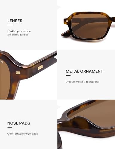 SOJOS Trendy Rectangle Polarized Sunglasses Womens Mens, Small Retro Fashion Thin Slim Square Sunnies SJ2610 thumbnail 4