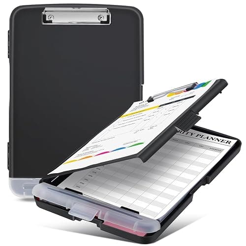 Sunnyclip Clipboard with Storage, Real Hinge Heavy Duty 8.5x11 Clipboards - with Pen Holder, Plastic Nursing Letter Size Storage Slimcase, Smooth Writing, for Paperwork Office Classroom - Image 1