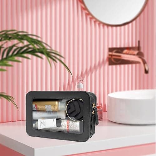 Clear Makeup Bag Small, TSA Approved Portable Toiletry Bag with Zipper Cosmetic Travel Bag Makeup Organizer Case Mini Makeup Pouch for Purse Car Organizer Bag for Women Men thumbnail 6