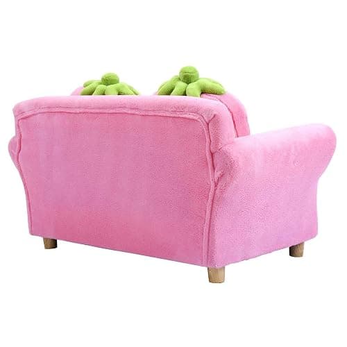 Costzon Kids Couch, Double Seat Pink Children's Sofa with 2 Strawberry Pillows, Toddler Armrest Chair for Bedroom, Living Room, Large Soft for Kids Loveseat Toy for Baby Girls Preschool Gifts Presents thumbnail 8