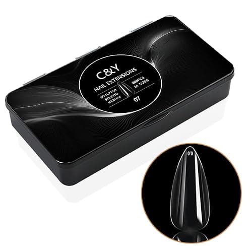 Cycullinyt 600pcs Sculpted Medium Stiletto Soft Gel Nail Tips, Professional False Nail Tips with Box - 14 Sizes Full Cover Clear Acrylic Press On Fake Nails for Extension Manicure Salon DIY at Home - Image 1