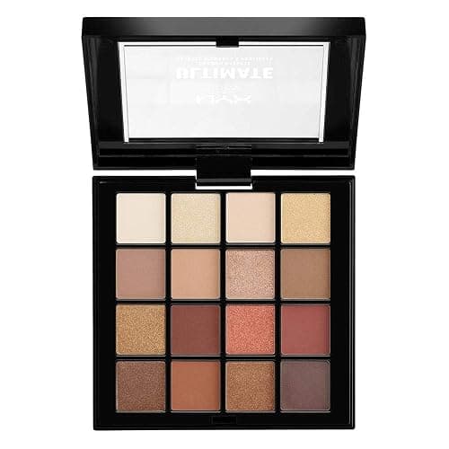 NYX Professional Makeup Eye Shadow Palette, Pressed Pigments, 16 Shades, Matte, Satin, Metallic, Ultimate Palette, Shade: Warm Neutrals thumbnail 5