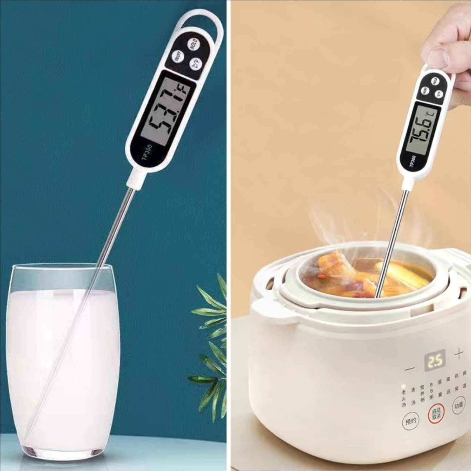 Nutabevr Digital Kitchen Thermometer (Battery Included), Kitchen Thermometer LCD with Long Probe, Direct Read, Home Food Thermometer, for Baking, Barbecue, Baby Milk, Water (-50°C to +300°C) thumbnail 2