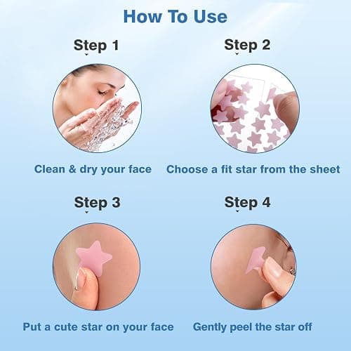 QUSTERE Pimple Patches for Face, Hydrocolloid Acne Patches, Cute Star Zit Covers, Colorful Spot Stickers with Tea Tree, Salicylic Acid & Cica Oil| 3 Sizes (10mm, 12mm & 14mm) |200 Count thumbnail 7