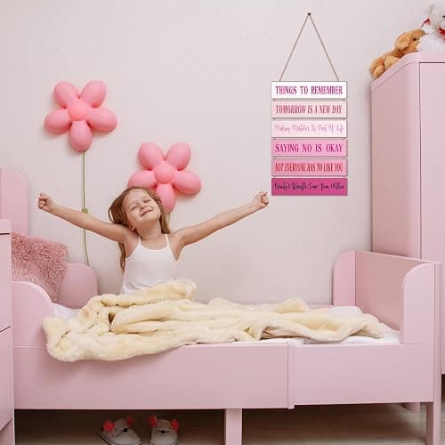 Pinkunn Inspirational Wall Art Sage Green Pink Positive Quotes Wall Decor Cute Preppy Wooden Room Sign Uplifting Encouragement Gifts for Motivational Art for Home Bedroom(Pink) thumbnail 4