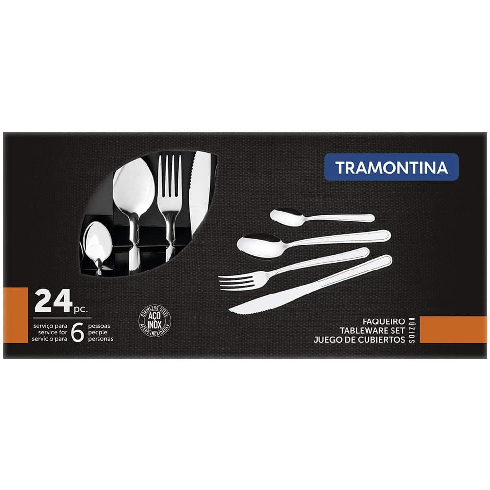 Faqueiro Tramontina Búzios cem Aço Inox com Detalhe 24 Peças thumbnail 2