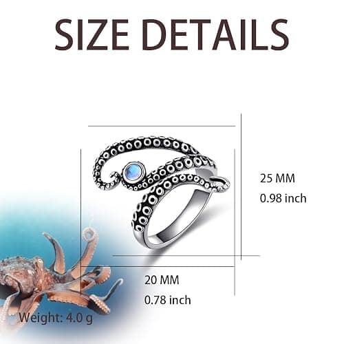 TALYKONG Octopus Ring for Women Adjustable Ring Octopus Opening Ring Jewelry for Women Men thumbnail 3