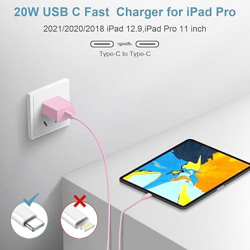 iPhone 17 16 15 Charger Fast Charging Type C Chargers USB C Charger Block iPhone Air Chargers with 2 Pack 6FT Cable for iPhone 17/17 Plus/17 Pro Max/16/16 Plus/16 Pro Max/15 Pro Max/iPad Pro(Pink) thumbnail 6