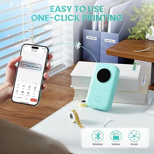 Phomemo Label Maker Machine with Tape, D30 Portable Mini Label Printer, Small Bluetooth Label Makers Handheld Thermal Sticker, Multiple Templates Fonts Icon Custom Name Label for Home Kids, School thumbnail 5