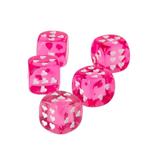 WeLoveDice - Würfel pink mit weißen Herzen - Made in Germany - 6 Stück - Image 1