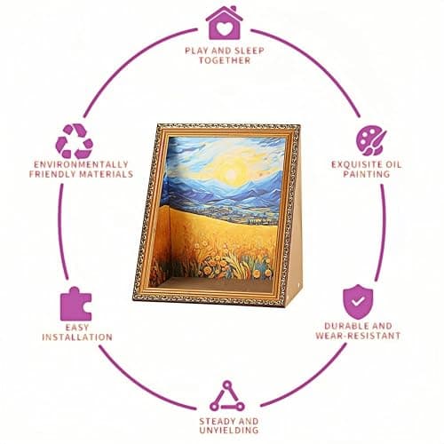 Oil Painting Cat House with Scratcher,Cat Bed Art Picture Frame Scratching Board Playing Tent Box, Assemble Kitty Couch Cave Condo Creative Pets Furniture - Kitty Living in Famous Painting thumbnail 5