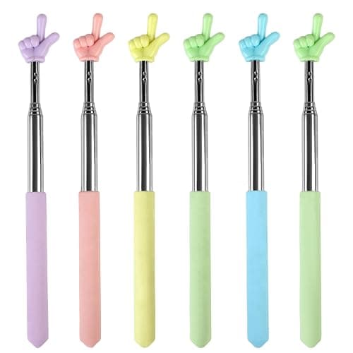 Azureal 6PCS Pointer Finger Stick, Extendable Colorful Finger Pointer Stick, Mini Retractable Teacher Pointer for Presentation, Whiteboard, Blackboard, Classroom Supplies(5 Color) - Image 1
