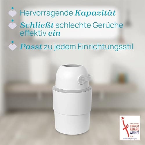Chicco Telescopic Nappy Eater Compact Odour Control, Diaper Disposal, Foldable Storage Basket and Space-saving, No Refills, Normal Bags are Used, White thumbnail 3