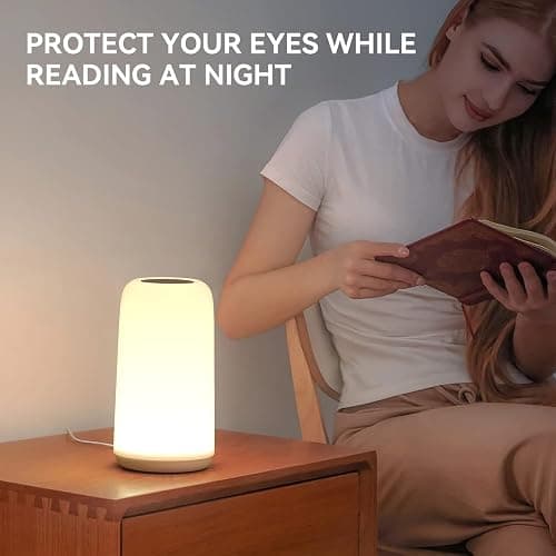 Touch Bedside Table LED Lamp, [Sleek Design & RGB Mode] Multi-Color Dimmable with Warm White Lights, Birthday Gifts for Women Mom, Smart Nightstand Small Lamp for Bedroom Living Room Home Decor thumbnail 9