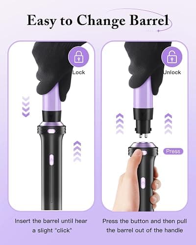 5 in 1 Curling Iron, Curling Wand Set with Thermal Brush, Flat Iron Hair Straightener, 3 Ceramic Irons (0.35"-1"), 13 Adjustable Temps, Hair Curler Waver with Heat Resistant Mat, Glove, Clip thumbnail 8