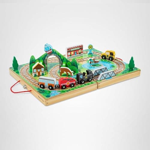 Melissa & Doug Take-Along Railroad Tabletop Playset with Wooden Train Toys, Animals & Scenery Play Pieces, Preschool Learning Toys for Girls & Boys 3+ - FSC Certified thumbnail 11
