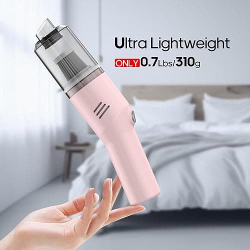 Mini Handheld Vacuum for Home&Car, Cordless Portable Rechargeable Pink | Quick Cleanups, Tight Spaces, USB-C Rechargeable, Easy Storage, Office, Cup Holders, Seat Gaps, Window Tracks thumbnail 4