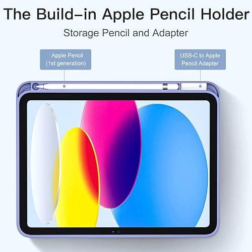 Akkerds Compatible with iPad (A16) 11th Generation Case 11 Inch 2025, for iPad 10th Generation Case 10.9 Inch 2022 with Pencil Holder, Slim Trifold Stand Protective Cover with Soft TPU Back,BluePurple thumbnail 4