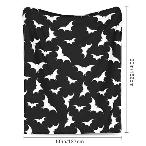 Gothic Bat Pattern Throw Blanket - Soft Flannel, Spooky Home Decor for Couch & Bed (50" x 60"). thumbnail 2