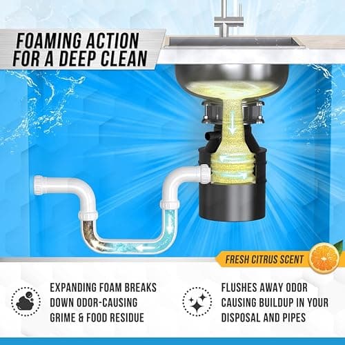 Garbage Disposal Cleaner Deodorizer Tablets - 24 Pack, New Powerful XL Foaming Tablet - Fresh Citrus Foam Sink Garburator Disposer Freshener, Natural Kitchen Drain Cleaning Care - 1 Year Supply thumbnail 5