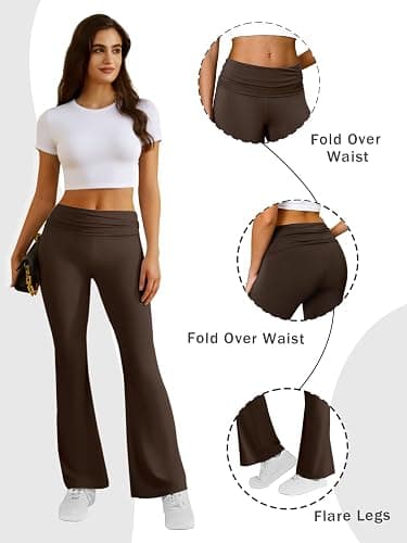 COPYLEAF Flare Leggings for Women Fold Over Yoga Pants Stretch Bell Bottom Y2K Lounge Casual Sweatpants thumbnail 6