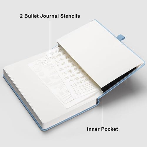 RETTACY Blank Journal Notebook, 192 Pages, A5 Medium Size (5.7'' x 8.3''), Leather Hardcover, 100 GSM Thick Paper, for Sketching, Drawing, Painting (Light Blue)  thumbnail 7