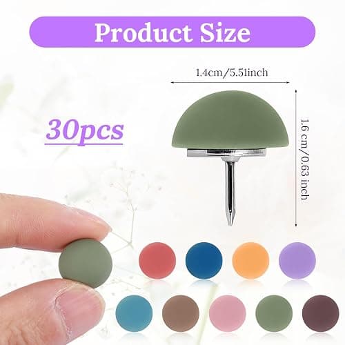 30 Pcs Matte Push Pins, Cute Decorative Push Pins, Colorful Resin Thumb Tacks with Steel Point, Reusable Round Matte Map Pin for Cork Board, Bulletin Board & Home Office (Packed in Box) thumbnail 3