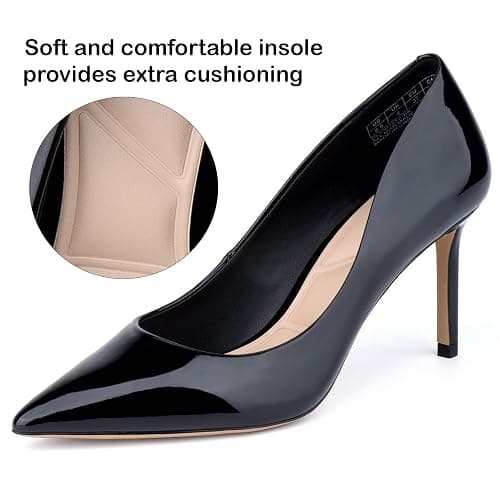 JENN ARDOR Women's Comfortable Stiletto Pumps 3 inch Elegant Gorgeous Closed Pointed Toe Slip On Solid High Heels for Ladies Wedding Dress Shoes thumbnail 5