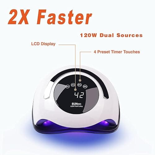 W&H UV LED Curing Lamp, 120W Faster Gel Nail Dryer Professional Nail Dryer Machine with 4 Timer Settings Touch Screen (Sun BQ5T) (White) thumbnail 4