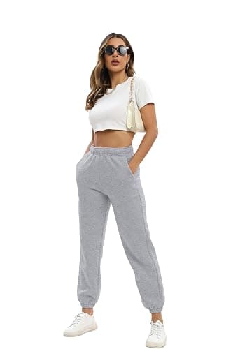 Baccarri Women's Casual Fleece Sweatpants High Waisted Cinch Bottom Lounge Baggy Joggers Pants thumbnail 6