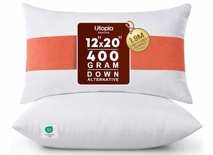Utopia Bedding 12x20 Pillow Inserts, Set of 2, White – Indoor Decorative Throw Pillows for Bed, Sofa & Couch – Soft, Supportive & Fluffy Cushion Inserts - Image 1
