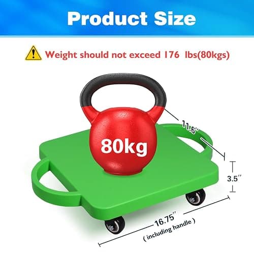 GSE Games & Sports Expert Gym Floor Scooter Board with Handles, Sitting Scooter for Kids Indoor Play Equipment, Fun Scoot Board with Non-Marring Plastic Casters for Children thumbnail 7