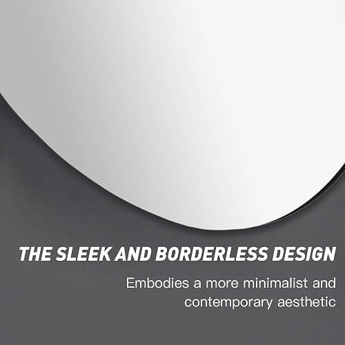 Irregular Frameless Bathroom Mirror,22 x 30 Inch Asymmetrical Wall Mirror with Wood Frame,Vanity Modern Tempered Glass Mirror for Bedroom,Entryway,Living Room thumbnail 6