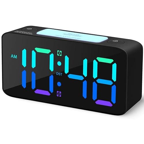 Cadmos Super Loud Alarm Clock for Heavy Sleepers Adults,Digital Clock with 7 Color NightLight,Adjustable Volume,USB Charger,Small Clocks for Bedrooms Bedside,ok to Wake for Kids,Teens (Black+RGB) - Image 1