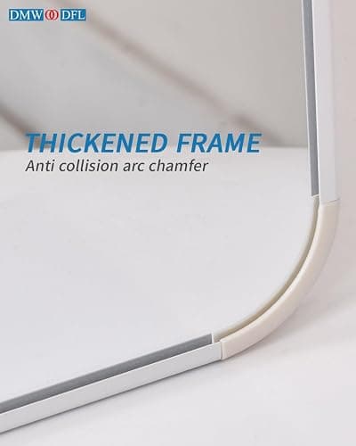 DMWOODFL 48"x14" Rounded Rectangle Over The Door Mirror - Full Length Tempered Glass & Aluminum Frame, No Drill Installation for Bedroom, Bathroom, Closet, Entryway (Silver White) thumbnail 9