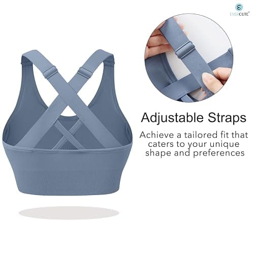 Evercute Sports Bra for Women Padded Medium Support Criss Cross Strappy Bras Seamless High Impact Yoga Exercise Athletic Bras thumbnail 2