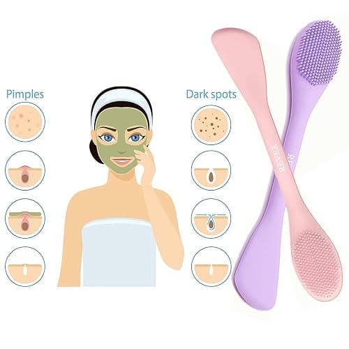 REVEX Pore Cleaning Brush,Face Scrubber,Exfoliating Pore Scrubber,2Pcs Silicone Face Mask Applicator,Mask Applicator Tool for Facial Mud,Face Brush for Women Men.(Pink+PurPle) thumbnail 4