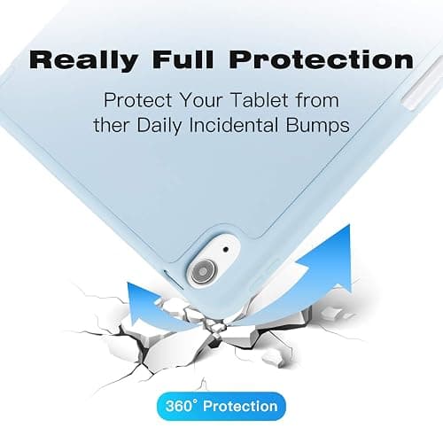 Hülle für iPad Air 7 11 Zoll 2025 M3/Air 6 2024 M2/Air 5/4 2022 2020 10,9 Zoll mit Stifthalter, Magnet-Trifold Hülle mit iPencil 2. Gen Aufladen, Auto Schlafen/Wachen, Leichter TPU Schutz, Hellblau thumbnail 7