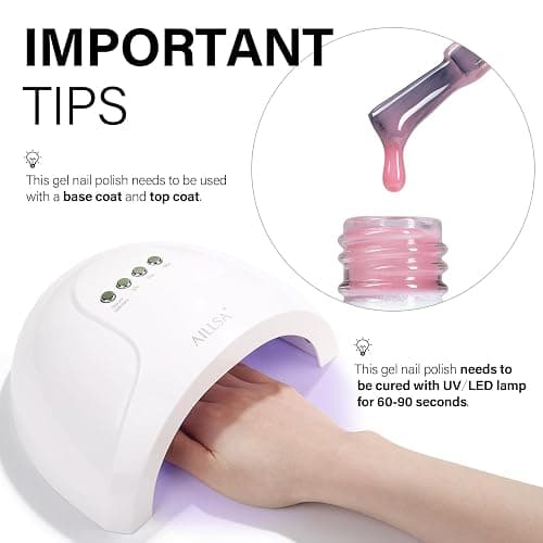 AILLSA Gel Nail Polish Nude Pink Gel Polish Sheer Neutral Color Jelly Gels Nail Polish Natural Translucent Soak Off U V Nails for Nail Art French Manicure at Home 0.51 Fl Oz /GB49 thumbnail 5