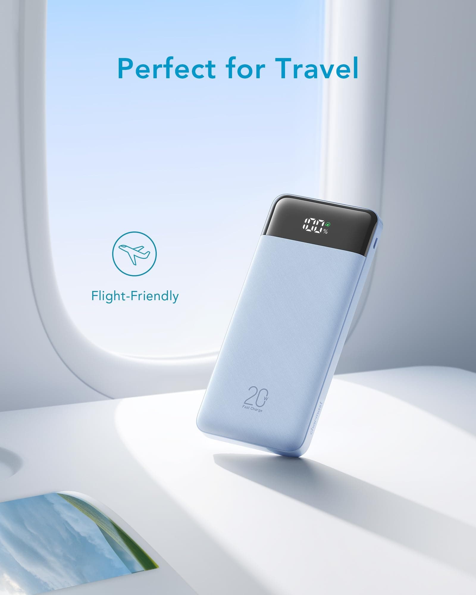 Charmast 20000mAh Power Bank 22.5W Built in 4 Cables, Slim USB C Portable Charger, LED Display Battery Pack with 5 Output and 4 Input,Compatible with iPhone, Samsung, Tablets and More(Blue) - Blue thumbnail 6
